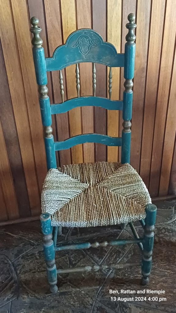 Ladderback chair, sent to me from East London, to get the seat wrapped in seagrass.