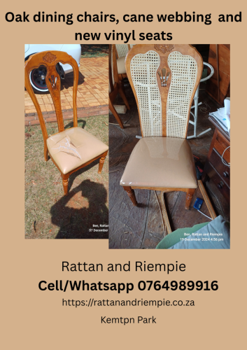 Dining chairs webbing and vinyl seats redone